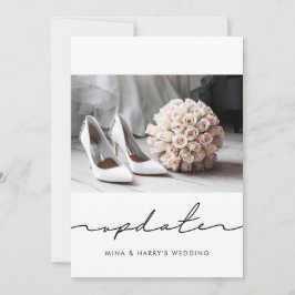 Anúncio Foto de atualização de casamento adiada e manuscri