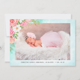 Anúncio Foto De Bebê Floral Cor-De-Água Rosa Rosa