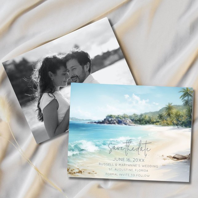 Anúncio Foto de casamento da Florida Beach Salve a data (Florida Beach Wedding Photo Save the Date)