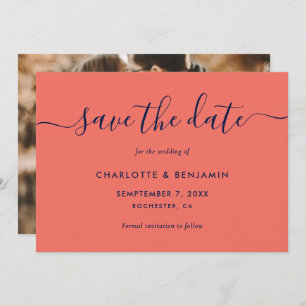 Anúncio Foto de casamento Elegante Marinho Azul e Casament