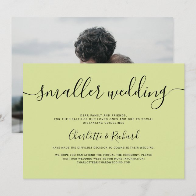 Anúncio Foto de casamento mais pequena do verde limão leve (Frente/Verso)