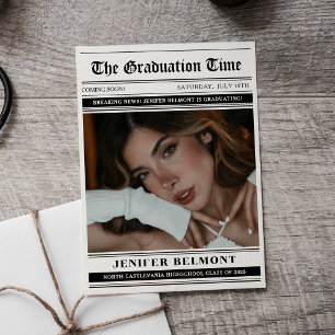 Anúncio Foto de Formatura com Tema de Jornal Elegante