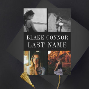 Anúncio Foto de formatura de nome simples preto branco