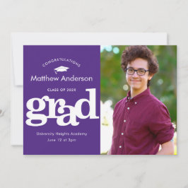 Anúncio Foto de formatura roxa, tipografia ousada moderna