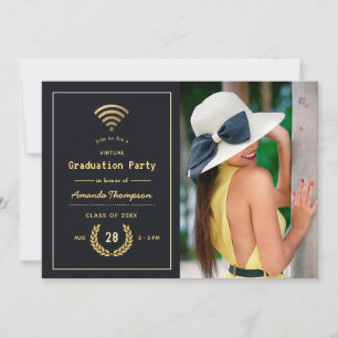 Anúncio Foto de formatura virtual em preto e dourado