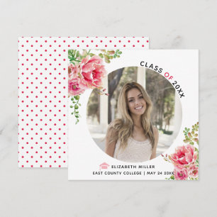 Anúncio Foto de graduação da classe 2025 Flores rosa
