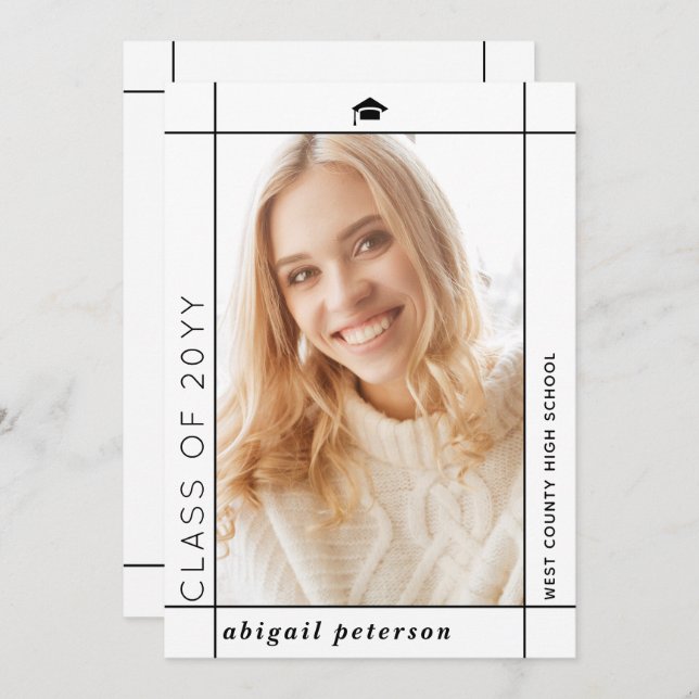 Anúncio Foto de graduação da Classe Branca Moderna de 2024 (Frente/Verso)