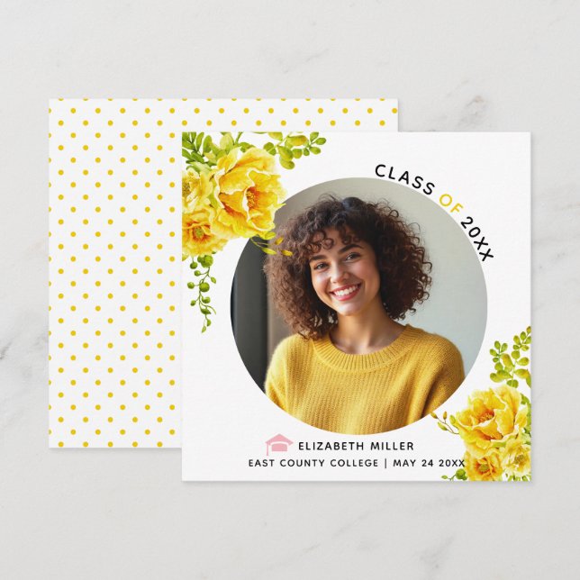 Anúncio Foto de graduação da classe das flores amarelas 20 (Frente/Verso)