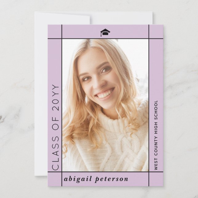 Anúncio Foto de graduação da Classe de lavanda Moderna de  (Frente)