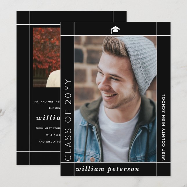 Anúncio Foto de graduação da Classe Negra Moderna de 2024 (Frente/Verso)