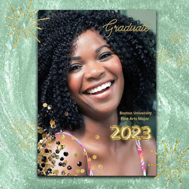 Anúncio Foto de Graduação da Glitter Dourada Personalizada (Criador carregado)