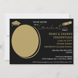 Anúncio Foto de Graduação Elegante Boné Dourado Negro, Dip