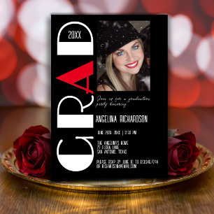 Anúncio Foto de graduação em vermelho branco-preto minimal