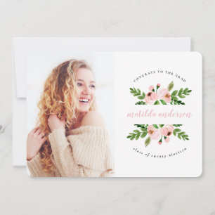 Anúncio Foto de graduação floral de cor-de-água rosa-pince