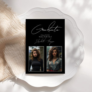 Anúncio Foto de Graduação Moderna Elegante Preta e Branca