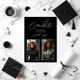 Anúncio Foto de Graduação Moderna Elegante Preta e Branca