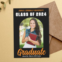 Foto de Graduação Moderno Laranja Preto Graduado O