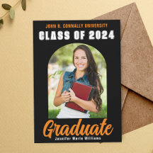 Foto de Graduação Moderno Laranja Preto Graduado O