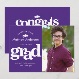 Anúncio Foto de graduação: roxo tipografia ousado modern