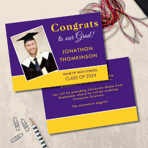 Anúncio Foto de Graduado Congrats Roxo Amarelo