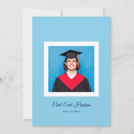 Anúncio Foto de Gradução do Ensino Médio em Azul e Branco 