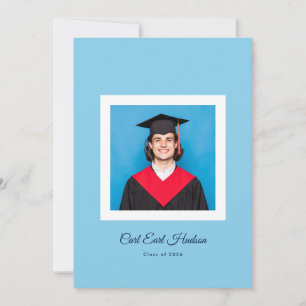 Anúncio Foto de Gradução do Ensino Médio em Azul e Branco