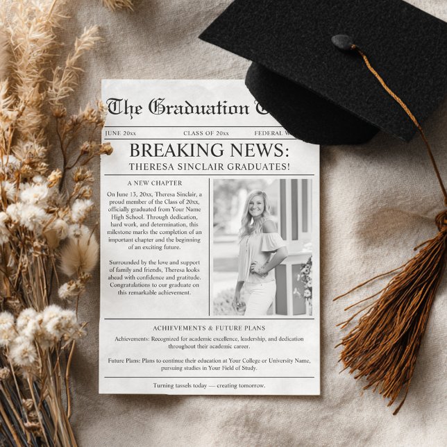 Anúncio Foto de Jornal de Formatura (Newspaper Photo Graduation Announcement)