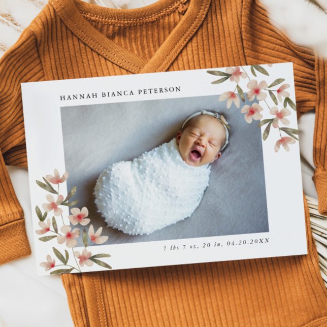 Anúncio Foto de Menina Bebê Flores Silvestres Rosa Nascime (Criador carregado)