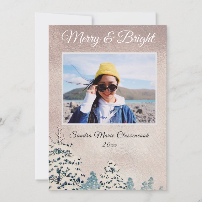 Anúncio Foto de Natal Dourada mínima simples e moderna (Frente)