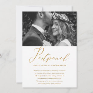 Anúncio Foto de nova data de adiamento do casamento em our