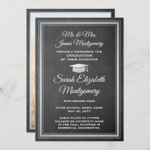 Anúncio Foto de Pais Chalkboard e Silver Graduação