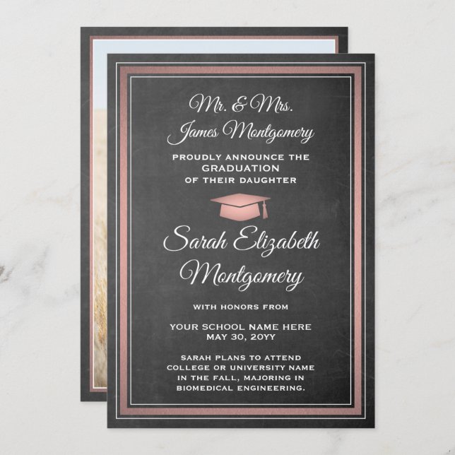 Anúncio Foto de Quadros de Chalkboard e Formatação Rosa Pe (Frente/Verso)