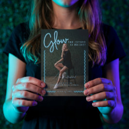 Anúncio Foto do Formando de Onda Azul Neon Neon com Script