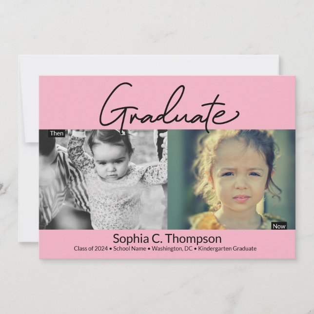 Anúncio Foto do Formando do jardim de infância rosa, agora (Frente)