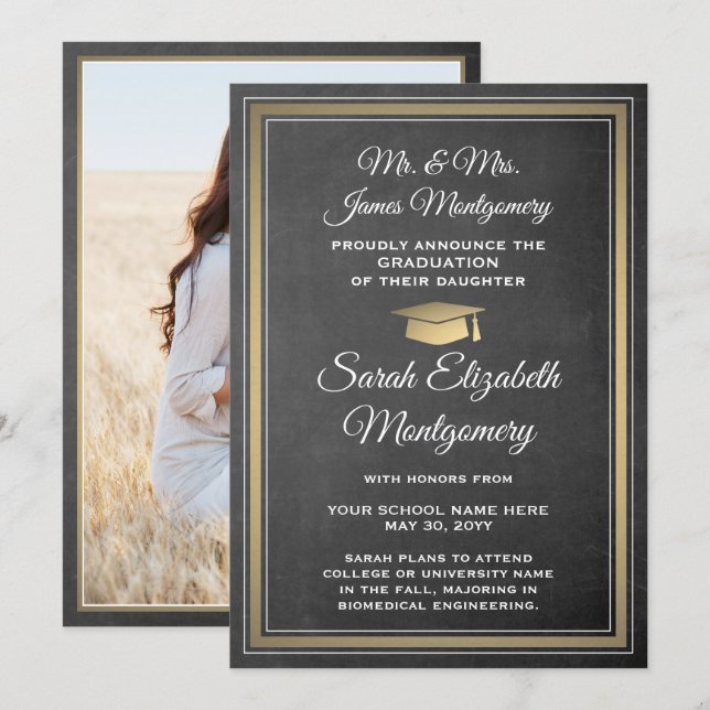 Anúncio Foto do Quadro dos Pais e Graduação Dourada (Frente/Verso)