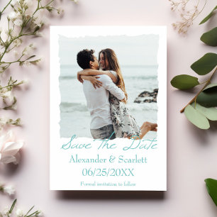 Anúncio Foto do quadro lacrado teal Salve o aviso de data