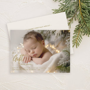 Anúncio Foto Dourada de bebê com melhor presente de Natal