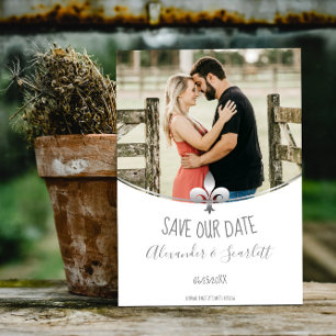 Anúncio Foto Flor de Lis Prata Save The Date