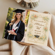 Foto Floral Geométrico Dourado Elegante de Graduaç