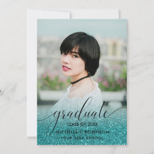 Anúncio Foto Girly de Ombre de Glitter Turquesa Moderna