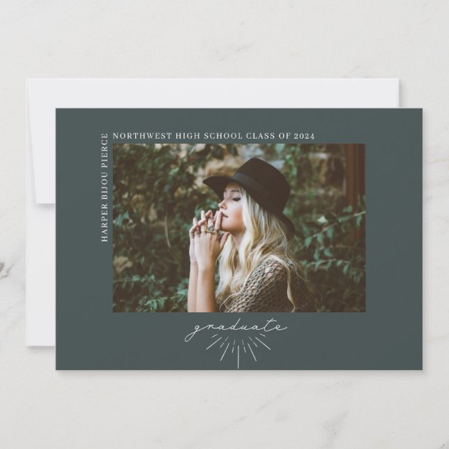 Anúncio Foto Horizontal de Graduação Escura de Arte de Lin (Frente)