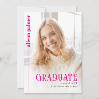 Anúncio Foto minimalista em rosa quente de GRADUADO da tur