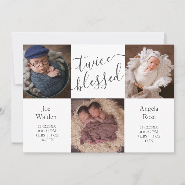 Anúncio Foto Moderna Colagem Gêmeos Dois Bebês Nascimento (Frente)