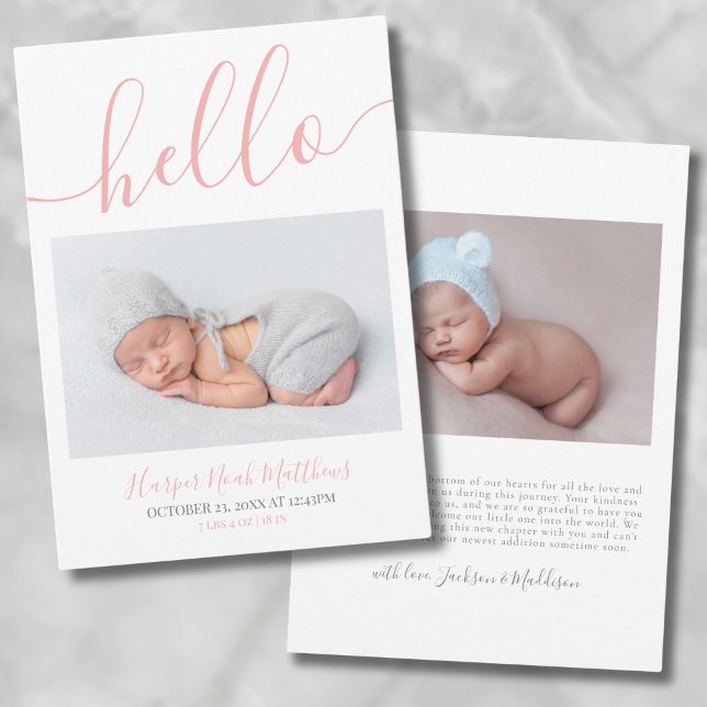 Anúncio Foto: Simple Baby Girl Announth (Newborn Photo Simple Baby Girl Birth Announcement)