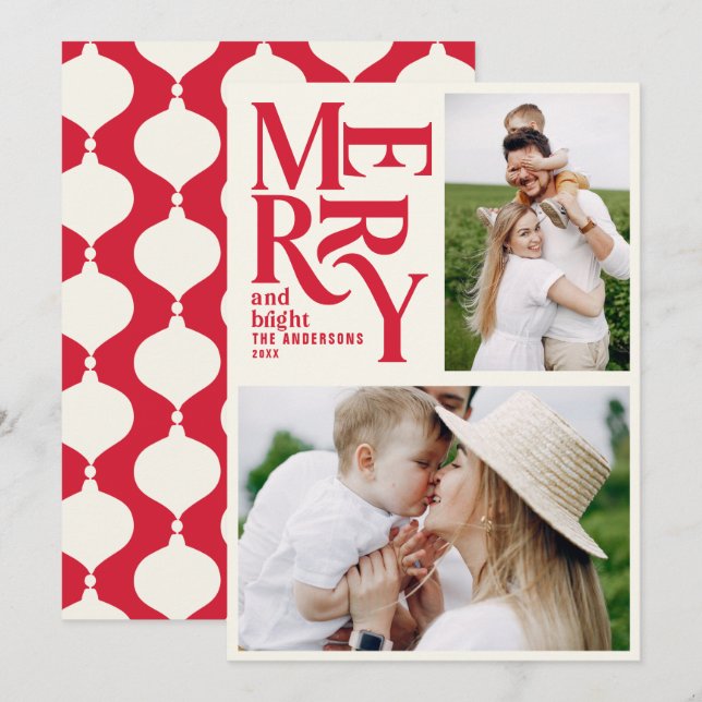 Anúncio Foto vermelha do retro natal moderno Vintage (Frente/Verso)