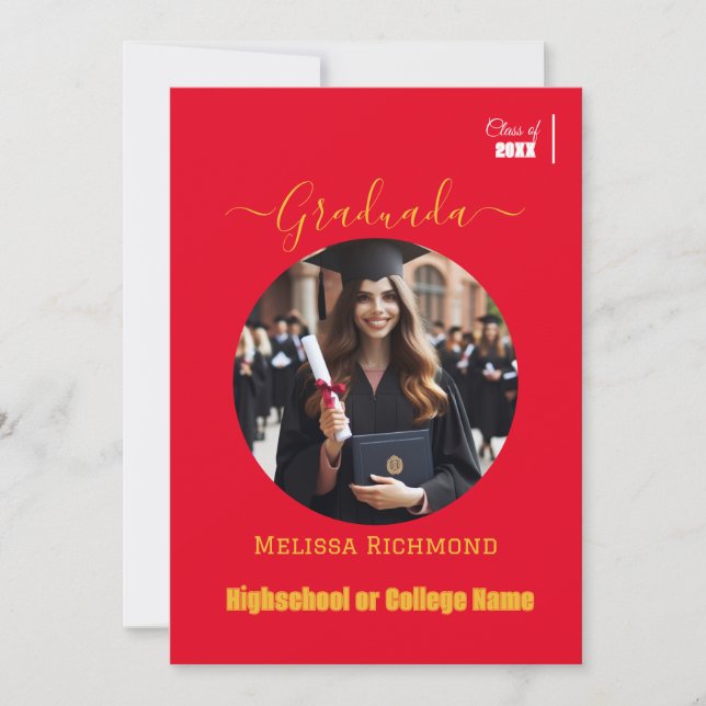Anúncio Foto Vermelha Elegante Espanhola Graduada  (Frente)
