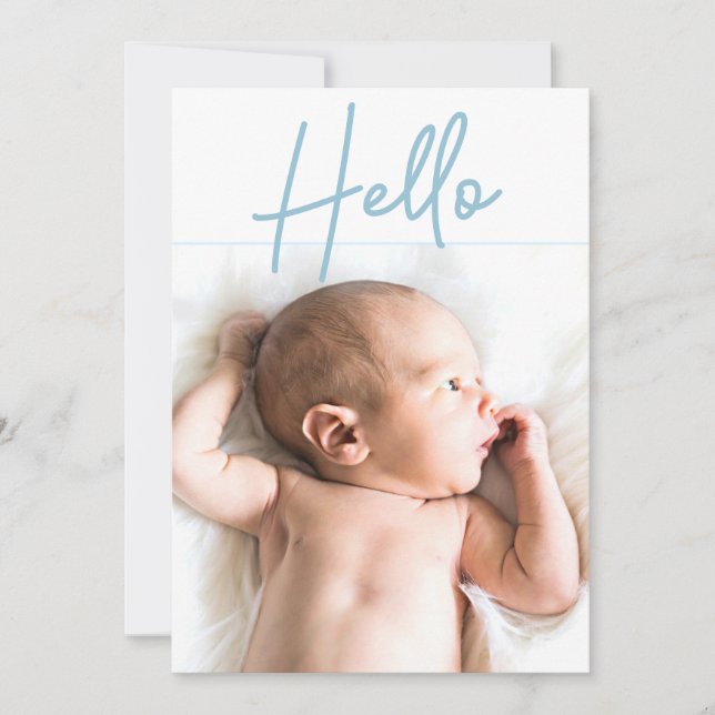 Anúncio Foto Vertical Blue Hello Script Baby Boy (Frente)