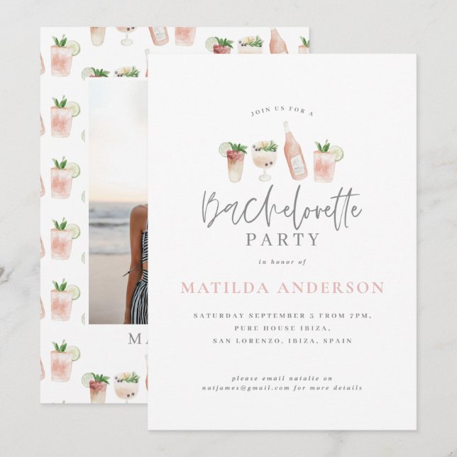 Anúncio fotografia de festa de solteira de bebida de aquar (Frente/Verso)