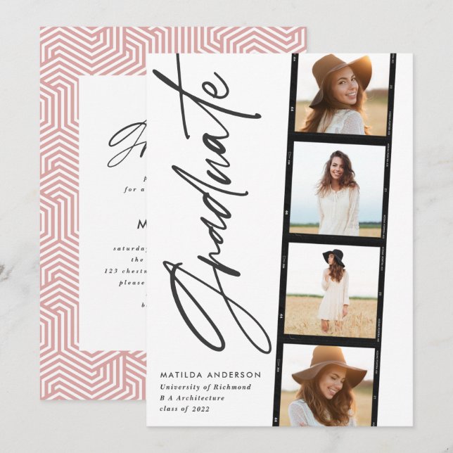 Anúncio Fotografia geométrica festa de formatura rosa a (Frente/Verso)