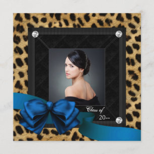 Anúncio Fotos de Formatura em Azul Real com Leopardo